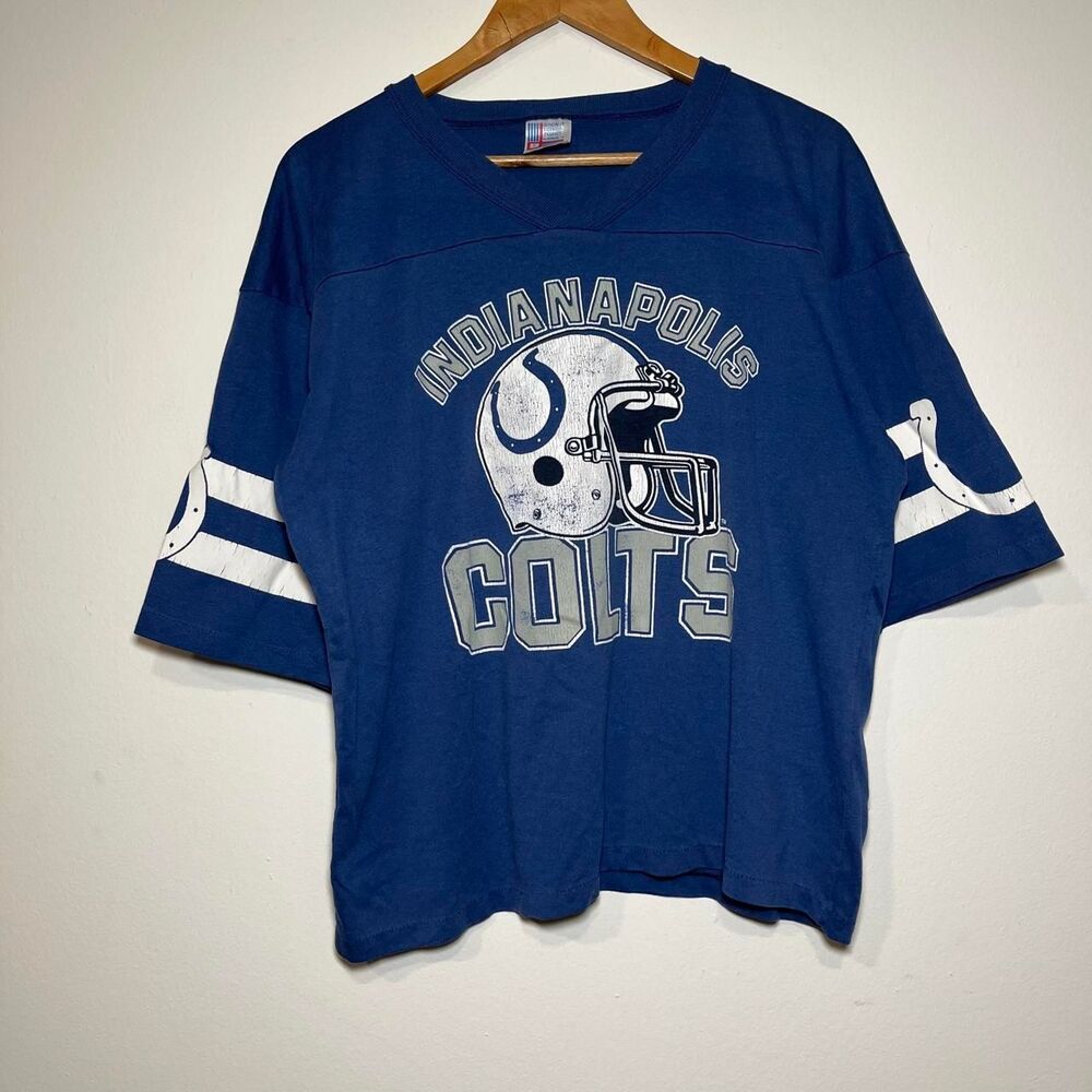 Vintage 80s NFL Indianapolis Colts Football Retro Blue Jersey Size Large